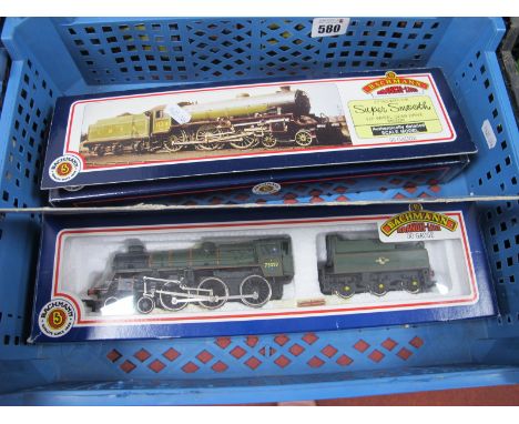 Two Bachmann "OO" Gauge/4mm Steam Locomotives and Six Wheel Tenders, both require attention, Ref No 31-106 Class 4 BR green R