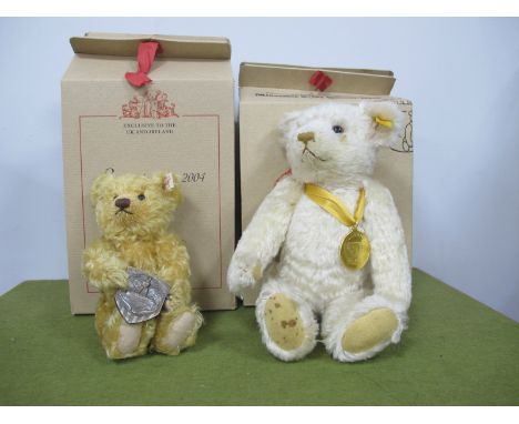 Steiff - Two Boxed Bears, to include #01400 Exhibition Bear 2004 and Millennium Bear plus medal (both boxes good, no odours).