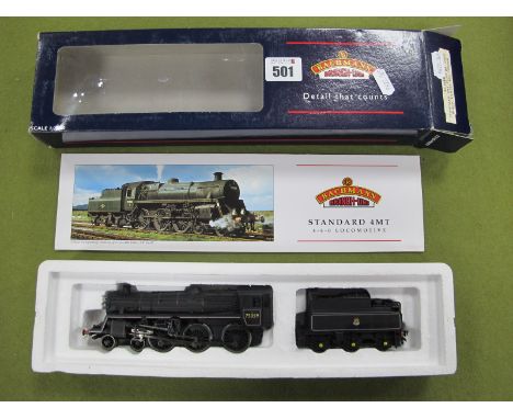 Bachmann "OO" Gauge/4mm Ref No 31-100A 4-6-0 Standard 4MT Steam Locomotive and Six Wheel Tender, R/No 75059 BR black E/Crest,