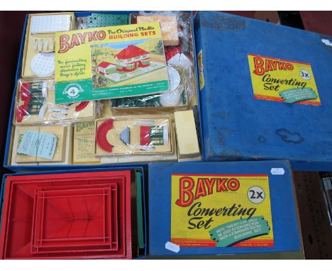 Two Bayko Building Converting Sets, comprising of 3X and 2X, unchecked for completeness, boxed.