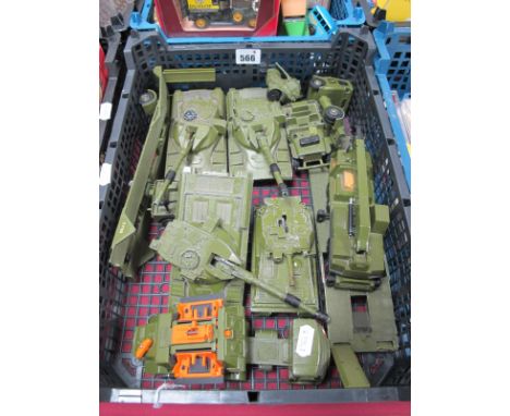 A Collection of Diecast Model Military Vehicles, by Dinky, Matchbox, including Tanks. K-12 Hercules Mobile Crane, Missile Lau