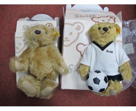 Steiff - Two Boxed Bears, to include #02908 football and a small jointed bear, (both boxes good, no odours).