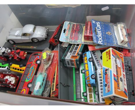 A Quantity of Diecast Model Vehicles by EFE, Atlas Editions, Burago, Corgi, Dinky and other, mostly buses.