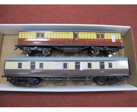 Two Ace Trains 'O' Gauge/7mm Unboxed Coaches, G.W.R Guard Van R/No. 1054, very good. Plus CR/RD, CI Guard Van (repainted roof