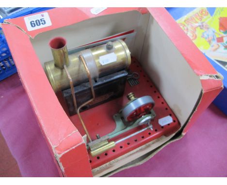 A Mamod SE.1A Steam Engine, appears lightly used, original Mamod catalogue present, box tatty.