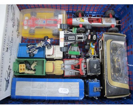 A Mixed Collection of Diecast Model Vehicles Mainly Formula One and Commercial Themes, including a boxed Corgi 154 John Playe