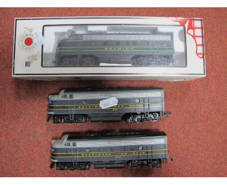 Three 'HO' Gauge F3 U.S.A Outline Diesel 'A' Units, two unboxed Bachmann 'Baltimore and Ohio' R/No.'s 231. Plus a boxed 'Stew