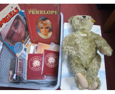 A Boxed Steiff Classic Teddy Bear, Charlie Bear accessories, ephemera, other juvenalia, etc:- One Box