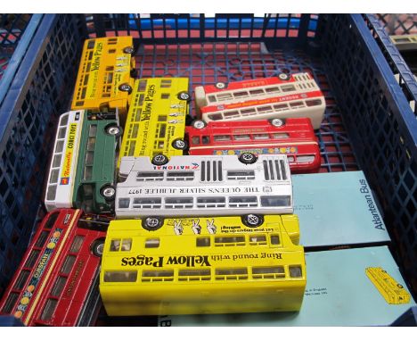 Eighty Diecast Model Buses by Dinky, Corgi, including #295 Dinky Atlantean buses Ribble Regent variant noted, all unboxed.