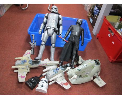 A Collection of Mostly Modern Star Wars Space Vehicles and Large Scale Figures, including X-Wing Fighter (2) Kylo Ren, all un