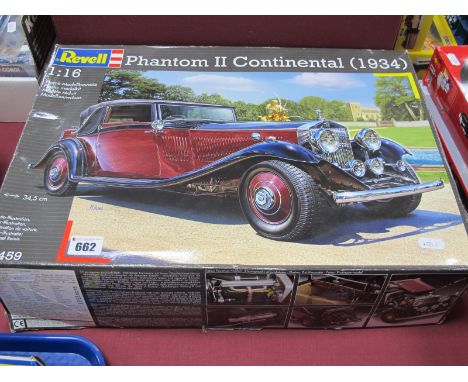 A Revell 1:16 Scale Phantom II Continental (1934) Plastic Model Kit, unstarted, includes a quantity of paints, damage to box,