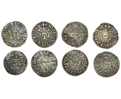 Edward I, Pennies (9), class Ic, London, 1.39g/12h; class IIId, Lincoln, 1.35g/12h; class IIIe (2), Newcastle, 1.36g/6h, York