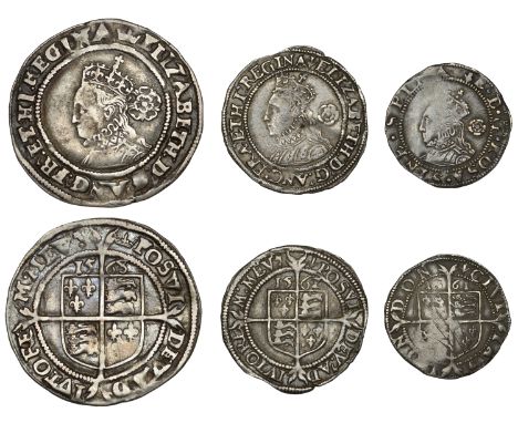 Elizabeth I, Third issue, Sixpence, 1568, mm. coronet, bust 4B, 2.91g/12h; Threepence, 1562/1, mm. pheon, bust 3F, reads ang 
