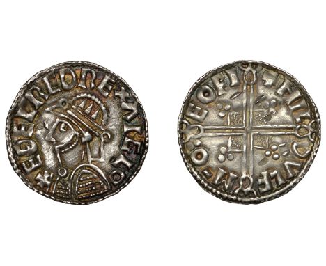 Æthelred II, Penny, Helmet type, York, Hildulfr, hildvlf m¯o eofi, 1.41g/1h (SCBI Ashmolean 611 and Merseyside 575, same dies