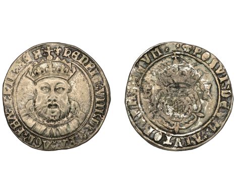 Henry VIII, Third coinage, Testoon, Tower, mm. lis, reads henric viii and aivtorevm, saltire stops (broken on rev.), 7.48g/6h