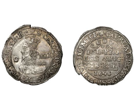 Charles I, Late Declaration issues, Groat, 1646, mm. plumelet, 1.93g/4h (Morr. obv. A; SCBI Brooker 1133, same dies; N 2525; 