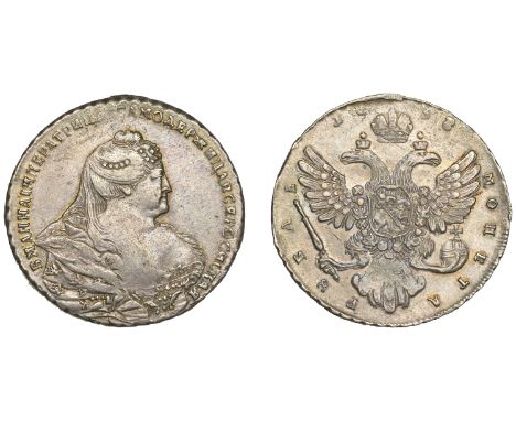 Russia, Anna, Rouble, 1738, Krasny, ‘Moscow’ portrait (Bitkin 201; Diakov 1-2; Sev. 1273; Dav. 1674; KM. 198). Two light graz