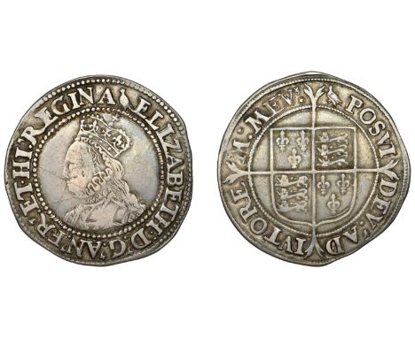 Elizabeth I, Second issue, Shilling, mm. martlet, bust 3C, reads an fr hi, some pearls on arches deficient, coarse beading, 5