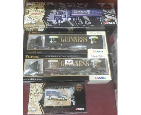 4 BOXED CORGI GUINNESS TRUCKS
