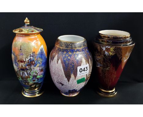 3 CARLTONWARE FAIRYLAND LUSTRE STYLE VASES