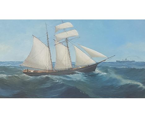 OIL ON CANVAS, SEASCAPE- D LYNAS 32X17