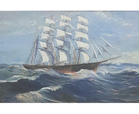 OIL ON CANVAS SEASCAPE, D LYNAS 30X19