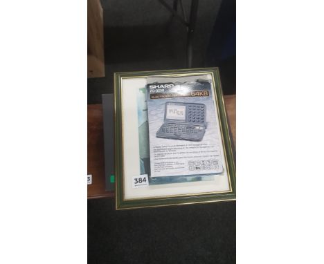 WHISKEY GLASSES GIFT SET AND VINTAGE SHARP ELECTRONIC ORGANISER AND PRINT