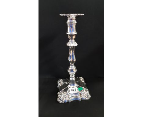 SOLID SILVER CANDLE STICK, LOADED BASE 816GMS TOTAL 30 CMS TALL 