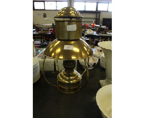 Hanging brass oil lamp