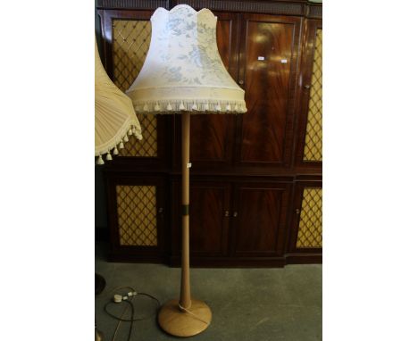 Beechwood standard lamp and shade