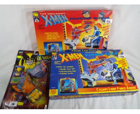 X-Men - two X-Men boxed sets entitled Danger Room and Cyclops Light Force Arena by Marvel Comics and an X-Men Wolverine in th