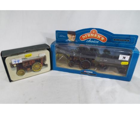 Two diecast 1:50 scale models, Corgi Dibnah's Choice Fowler B6 Crane Engine and Log Trailer - the Great North No 80113 and Fo