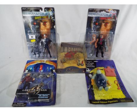 TV and Film Characters - a collection of five sealed blister packs to include Terminator 2, Exploding T-1000, a Danger Will R