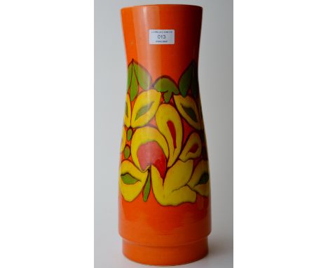15¾" RETRO POOLE POTTERY HAND PAINTED VASE SIGNED A.F. ON BASE WITH IMPRESSED MARK A.W. POOLE, ENGLAND, 85