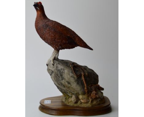 WILDTRACK WILDLIFE ART  GROUSE ORNAMENT ON WOODEN STAND BY A. HAYMAN     