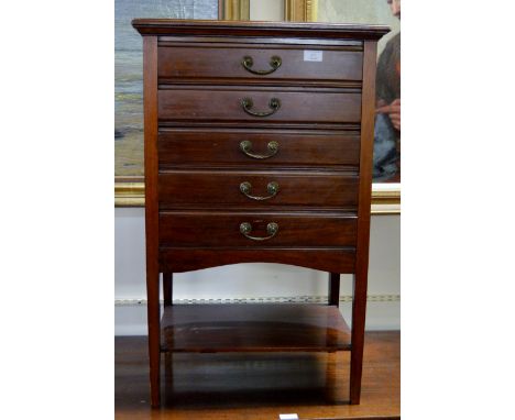 EDWARDIAN MAHOGANY 5 DRAWER MUSIC CABINET WITH UNDER SHELF