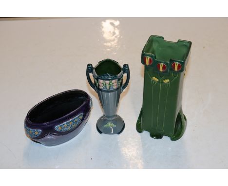 Three Eichwald Pottery Art Nouveau style vases