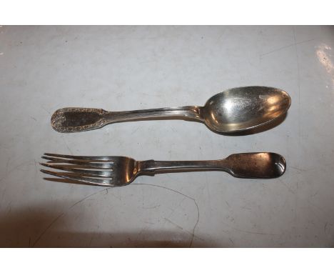 A silver fork, approx. 1.5oz (65gms) and a spoon