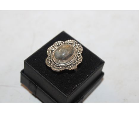 A vintage Sterling silver and Labrodite set dress ring, ring size N/O