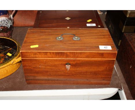 A 19th Century mahogany two compartment tea caddy with glass mixing bowl, AF