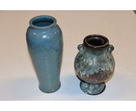 An Upchurch Studio Pottery vase; and a West German pottery style vase, decorated with running glaze 