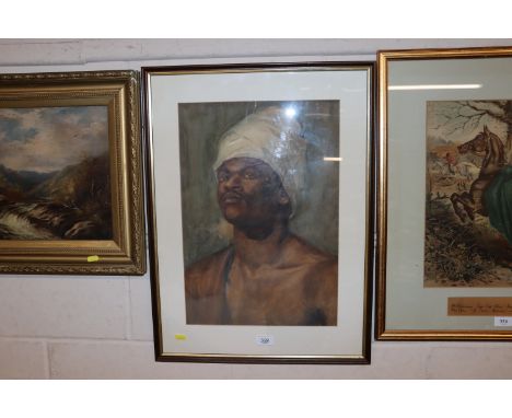 A framed and glazed watercolour portrait study with Haste Gallery label