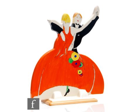 A Wedgwood Clarice Cliff hand painted Age of Jazz figure of a dancing couple, shape 433 designed in 1930, number 5 in a limit