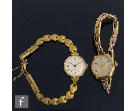 Two mid 20th Century lady's wrist watches, a rotary example to a 9ct spring loaded bracelet, weight 15.5g, and an Avia to a g