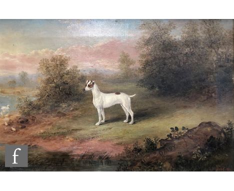 EDWIN FREDERICK HOLT&nbsp;(1830-1912) - 'Daisy', portrait of a&nbsp;Parson Russell Terrier, oil on canvas, signed and dated 1