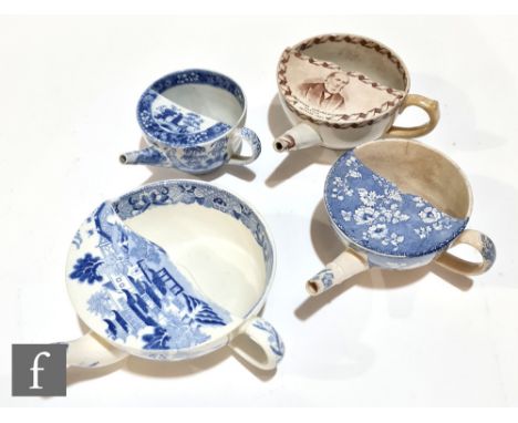 A 19th Century brown transfer pictorial printed invalid's feeding cup with an image of 'Jonathan Hargreaves Pastor Settled 18