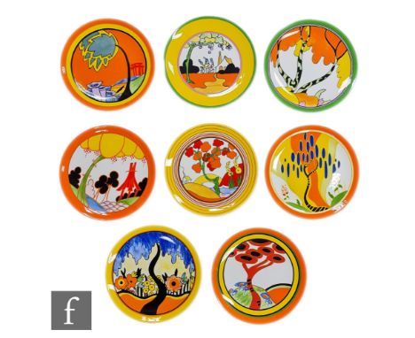 A group of eight Wedgwood Clarice Cliff plates from the Living Landscapes of Clarice series, patterns to include Garden Blue,