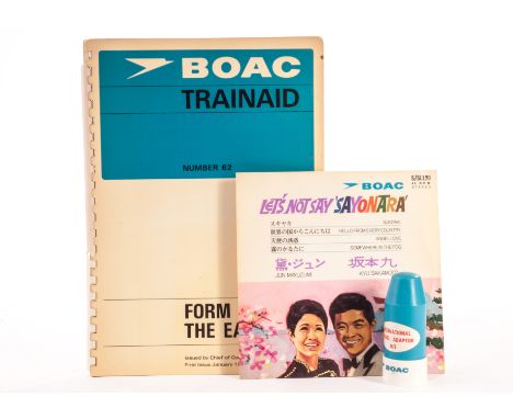 Ephemera, Aviation, BOAC Flight Training Manual Train Aid No 62, together with a BOAC travel adapter and the BOAC 45rpm recor