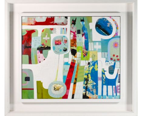 Charlie O'Sullivan, acrylic on board, 'Noah Takes Advice', signed verso, framed, overall size 70.5cm x 80.5cm. Charlie O'Sull
