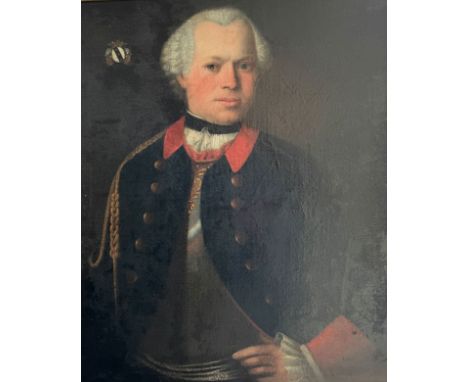 Portrait eines Herren in Uniform, Wappen mit drei Sternen auf dunkelblauem Grund, rücks. ehemals bez. "C. H. Reis" und dat. 1